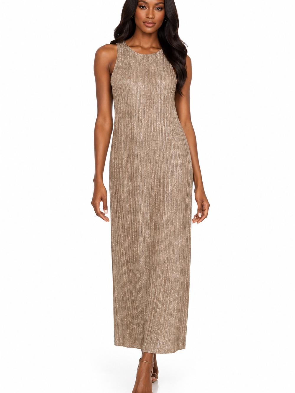 Black Halo Metallic Gold Sleeveless Maxi Dress